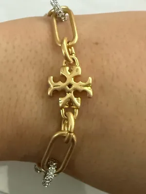 Tory Burch | Gold Plated and Pave Crystal Accent Bracelet | 7 inches thumbnail 3