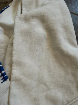 Madhappy Medium Cream Heavy Hoodie with Blue stitching and screen printed logo thumbnail 9
