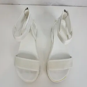 MIA Women's Ellyson Sandals 6.5 White Leather Casual Ankle Strap Flat Back Zip thumbnail 6