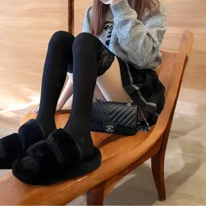 Cozy Black Lace Knee High Socks Soft Warm‎ Over the Knee One Size thumbnail 6