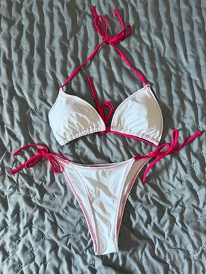 Aerie White and Pink Bikini Set thumbnail 1