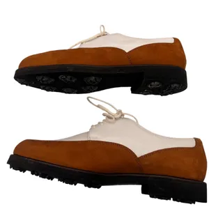 Tag Golf Cleats Two Tone Saddle Oxford Shoes Size 7 Brown White Leather Suede thumbnail 6
