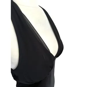 Vintage BMoss‎ Dress Black Midi Halter Dress 6 Babydoll Y2K Whimsigoth Goth Hoco thumbnail 8