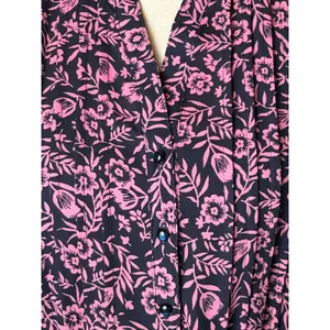 Nanette Lepore Floral Midi Dress Women 8 Navy Blue Pink Long‎ Sleeve Belted Boho thumbnail 7