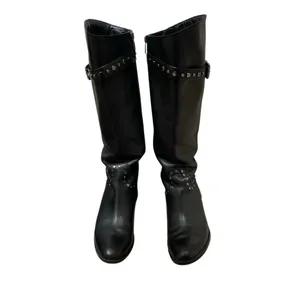 Sam Edelman Paxton Women's 6.5 black leather‎ studded tall moto riding boots thumbnail 2