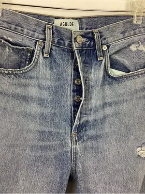 Agolde 90's Fit Mid Rise Button Fly Distressed Loose Fit Jeans Size 26 thumbnail 6
