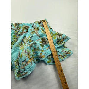 Aerie Turquoise Floral Paisley Ruffle Skort Shorts Smocked Waist‎ XS Boho Summer thumbnail 3