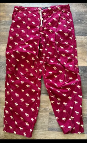 Vintage Abercrombie & Fitch Red Moose Print Lounge Pants thumbnail 1