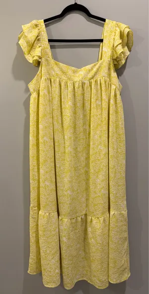 Perch by Blu Pepper Flutter Sleeve Square Neck Floral Maxi Dress Yellow thumbnail 2