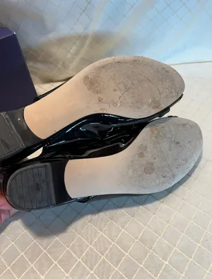 STUART WEITZMAN 8 M Chitchat Black Patent Leather Peep Toe Ballet Flats thumbnail 7