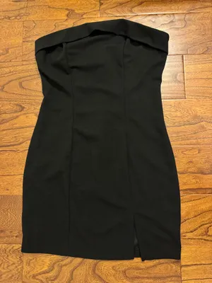 SheIn Strapless black mini dress with tiny slit thumbnail 1