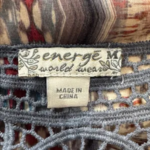Energe World Wear Multicolor Abstract Boho Pattern Ethnic Tunic Lace Detail sz M thumbnail 11
