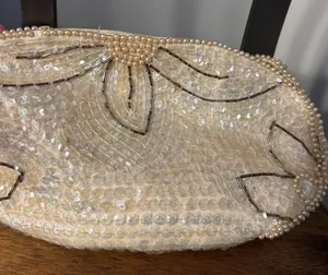 Vintage Sequin Beaded Pearl Clutch Bag Made In Japan Zipper Cocktail Formal thumbnail 1