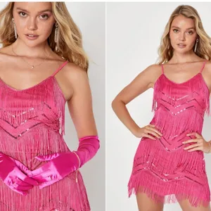 LULU's Sexy Bachelorette Sparkly Flapper Halloween Fringe Sequin Mini Dress thumbnail 3