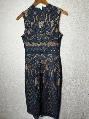 Lulu's Lovely Dusty Blue Lace Midi Dress with Nude Lining thumbnail 6