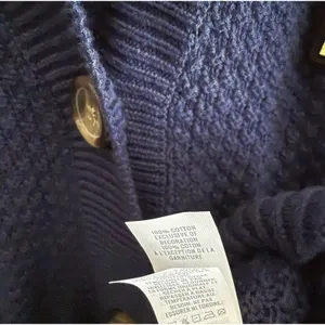 Aerie Varsity Navy Blue Oversized Knit Chunky‎ Cardigan Sweater Women’s Size S thumbnail 4
