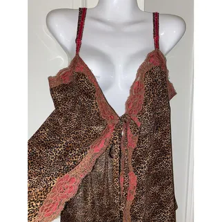 Victoria’s Secret lingerie vintage Y2K leopard print teddy & Bottoms EUC Sz L thumbnail 3
