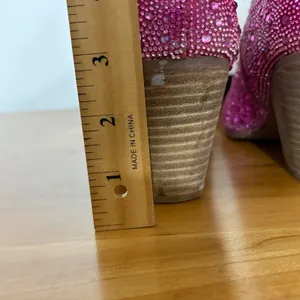 Cozzy Girl Pink Rhinestone Western Ankle Boots Pointed Toe Stacked Heel Size 7.5 thumbnail 7