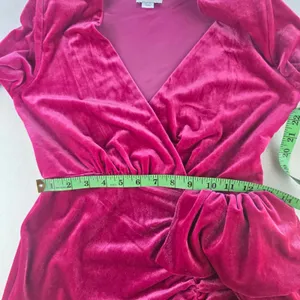 Style Cheat‎ 50O Velvet Mini Dress Long Sleeve Hot Pink Wrap Cocktail Party US 6 thumbnail 11