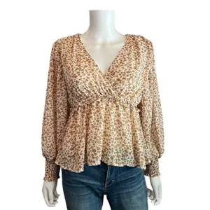 Blu Pepper Floral Peplum Cottagecore Boho Coquette Fairycore V Neck Ruffle Top S thumbnail 2