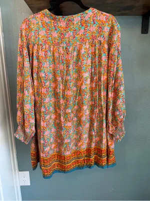 NWT Natural Life Dara V-Neck Tunic Dress Boho Floral Tassel Mini Medium thumbnail 8
