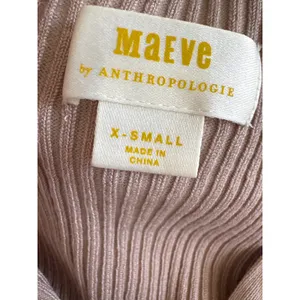 Maeve Anthropologie Ribbed Sweater Cardigan Tan Pink Stripe Collar XS LS thumbnail 5