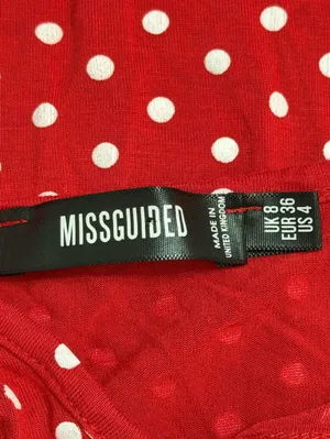 Missguided Women’s Red Sleeveless V-Neck Polka Dot Deep Plunge Slit Maxi Dress 4 thumbnail 3