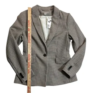 H&M Blazer Jacket Houndstooth Brown Fitted 1 Button Academia Small Fall $49 thumbnail 10