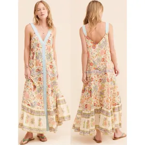 Free People Retro 70s Bohemian Block Print Snap Front Kelso Maxi Dress Large thumbnail 14