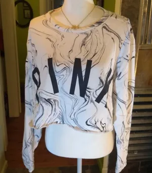 Pink Marbled Cropped Sweatshirt thumbnail 1