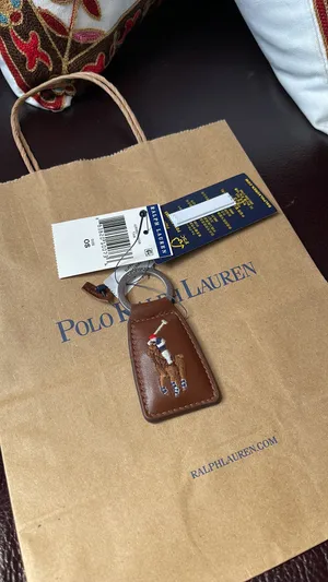 Ralph Lauren Polo Key Chain Fob Brown Multi Leather Embroidered NWT thumbnail 6