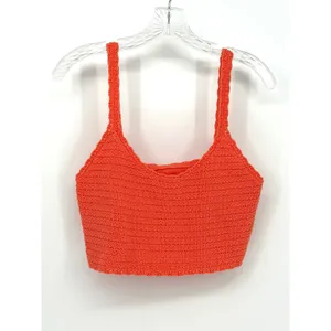 Aerie Summer Nights Tank Crochet Crop Top Women Small Coral Boho Coastal Beach‎ thumbnail 5