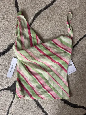Princess Polly Striped Cowl Neck Tank Top in Pink and Cream thumbnail 5