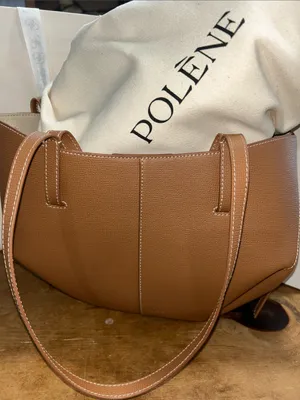 Polène Cyme Mini Textured Leather Tote Bag Camel Brown with Box & Dust Bag thumbnail 3