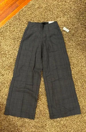 Wide Leg Black Plaid Pants thumbnail 4