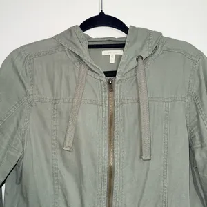Maurices Anorak Jacket Solid Olive Green Hooded Utility Outdoors thumbnail 3