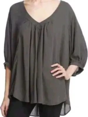 Free People Catch Me If You Can Top Peasant Blouse Loose Dolman Sleeve Gray M thumbnail 1