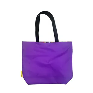 Clinique x Donald Tote Bag Reversible Purple Striped Designer Beach Reusable NEW thumbnail 2