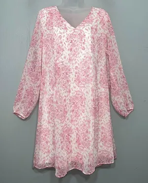 INC Babydoll Dress Size S Pink Floral Chiffon Coquette Feminine Romantic Sheer thumbnail 1