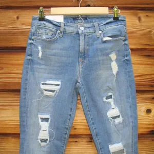 NWT 7 For All Mankind Ankle Skinny Distressed Sequin Jeans thumbnail 5