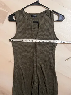 Dynamite Women Petite Small Fall Olive Green Ribbed Knit Sleeveless Tunic Top thumbnail 6