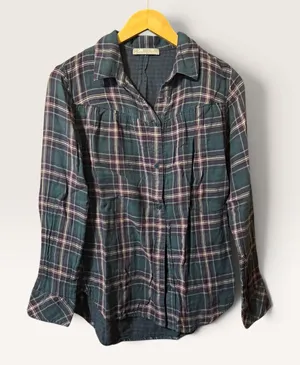 Lee Riders Plaid Button Down Shirt Small Green Purple Long Sleeve Boho Grunge thumbnail 1