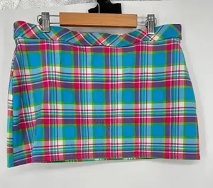 Lilly Pulitzer Madras Plaid‎ Micro Mini Skirt Stretch Size Small Pull On Preppy thumbnail 1