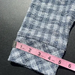 Sara Campbell top small rough texture checkered pattern cotton blend fluffy trim Blue thumbnail 11