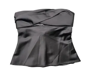 NWT Zara Black Satin Strapless Cross Front Tube Top S thumbnail 1