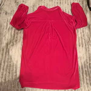 Entro Hot Pink‎ Velvet Button-Down Tunic Shirt Dress – Sz Small – Boho thumbnail 2