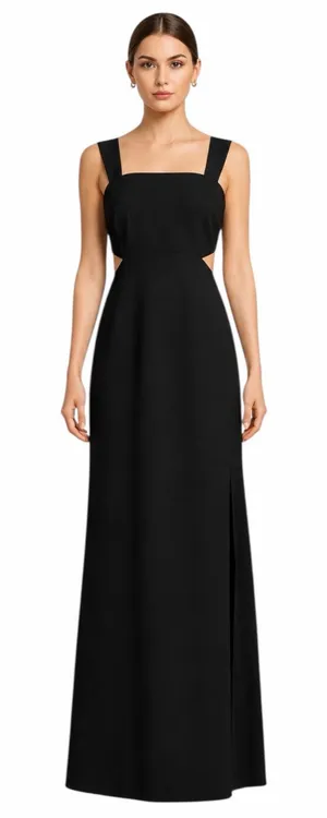 Jill Stuart Square Neck Waist Cut Out Evening Gown Maxi Dress Black Size 4 thumbnail 1
