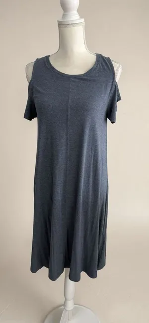 PARAPHRASE Blue Stretch Cold Shoulder Dress Size Medium thumbnail 1