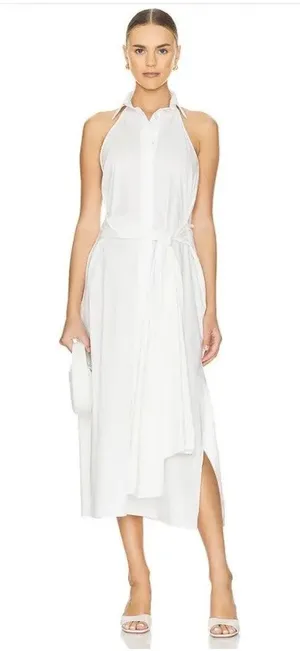MISA Los Angeles Jessika White Halter Dress NWT Size M thumbnail 1