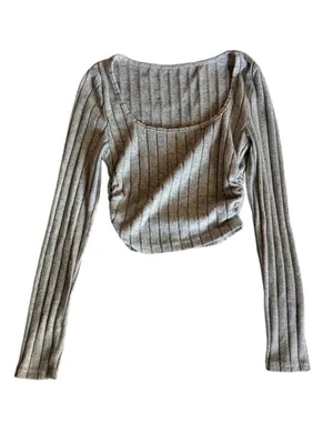 SHEIN Gray Ribbed Knit Lounge Sleep Set Crop Top + Pants Size S thumbnail 3